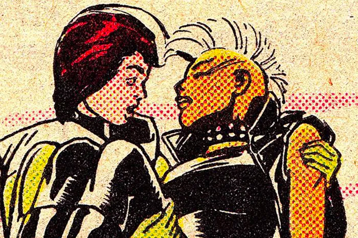 X-men characters, Rogue cradling Storm.